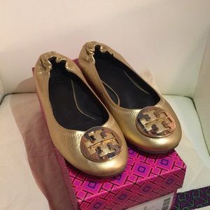 Gold Tory Burch Reva Flats